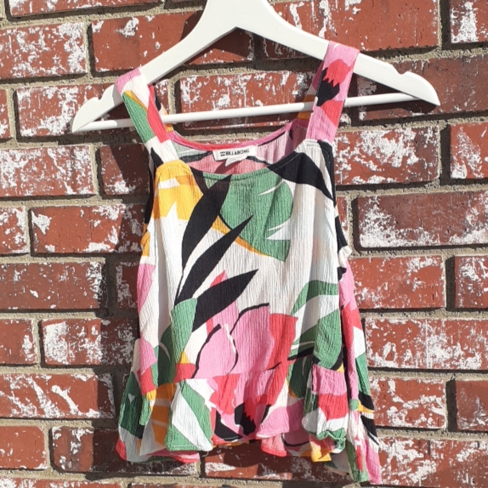 Billabong Colorful Ruffle Summer Top Girl L